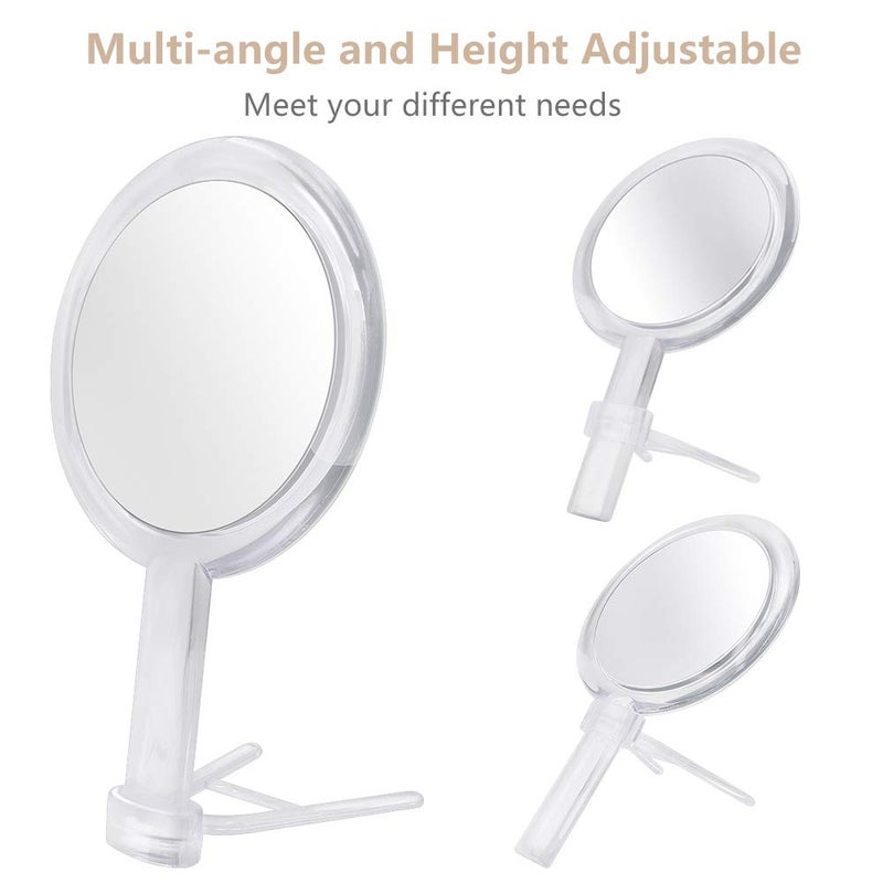 Gotofine 1X & 10X Magnifying Double Side Hand Makeup Mirror with Stand, Handheld Vanity Mirror, Clear - Image 3